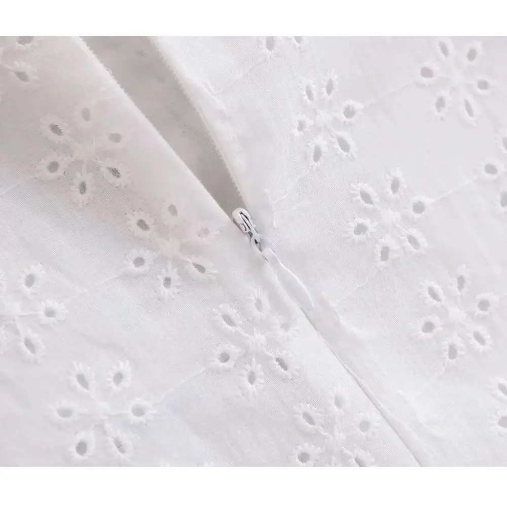 Женское кружевное платье Boho белое винтажное мини-платье с коротким рукавом и