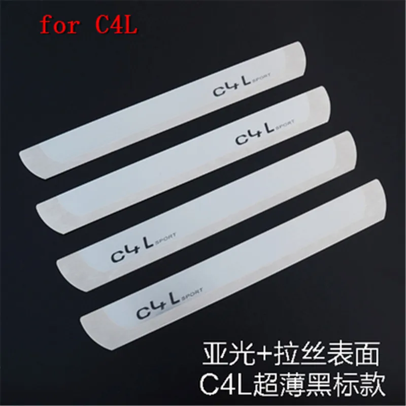 4PCS Нержавеющая сталь Черный titanium Накладка/внутренний и внешний створчатый распашный дверь порог порога Накладка порога для Citroen C4L 212- стайлинга автомобилей - Цвет: 4PCS