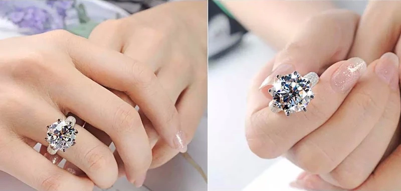 LMNZB роскошный большой 6ct пасьянс кольцо из стерлингового серебра 925 CZ циркон камни обручальное кольцо корона кольца подарок для женщин размер 5-12 LR064