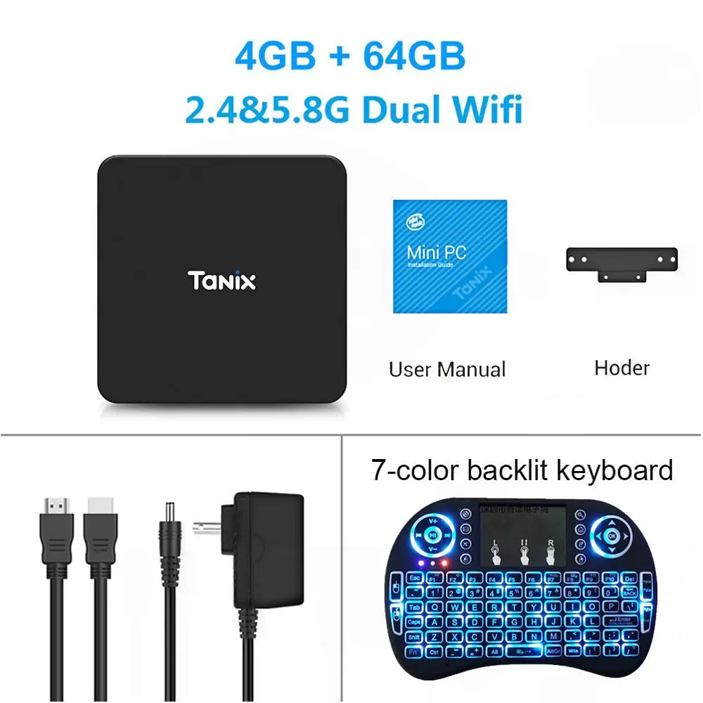 4G 64G backlit i8 LEMADO TX85 мини-ПК Windows 10 для Intel Atom X5-Z8350 ТВ-приставка 4G 64G памяти 2,4G+ 5,8G двойная Wifi приставка для Xiaomi Android - Цвет: 4G 64G backlit i8
