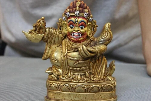 Женская статуя льва S0052 5 тибетская храма старая чистая медь золото 24 К золотая