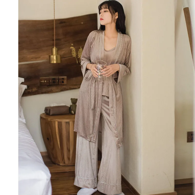 Женская пижама осень зима новые золотые бархатные простые широкие брюки на