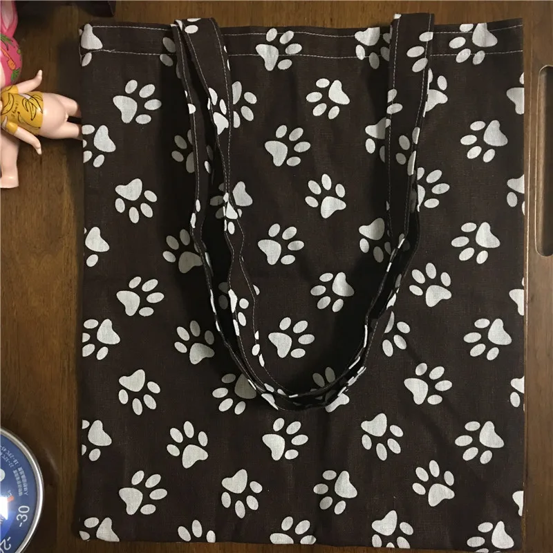 Сумка тоут YILE из хлопка и льна сумка через плечо с принтом лап коричневая основа