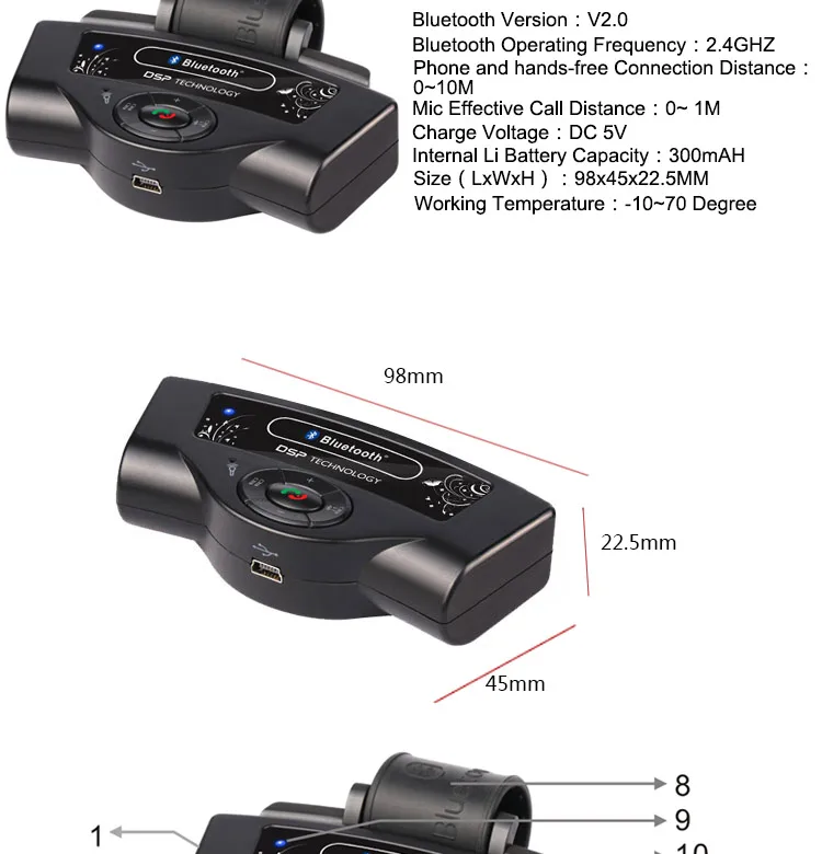 AZGIANT, черный Bluetooth, fm-передатчик, автомобильный комплект, беспроводной, громкая связь, вызов, руль, MP3 плеер, музыка, стерео радио, BT8109B