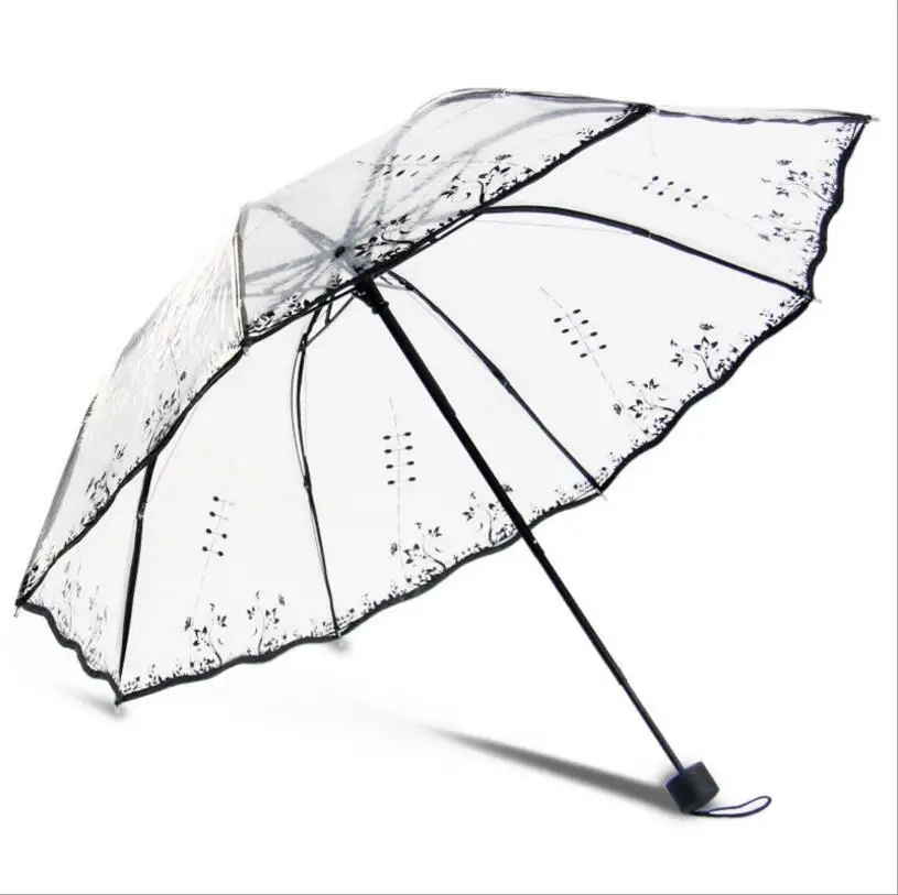 Полуавтоматический прозрачный зонт принцессы для защиты от ветра и дождя зонты с