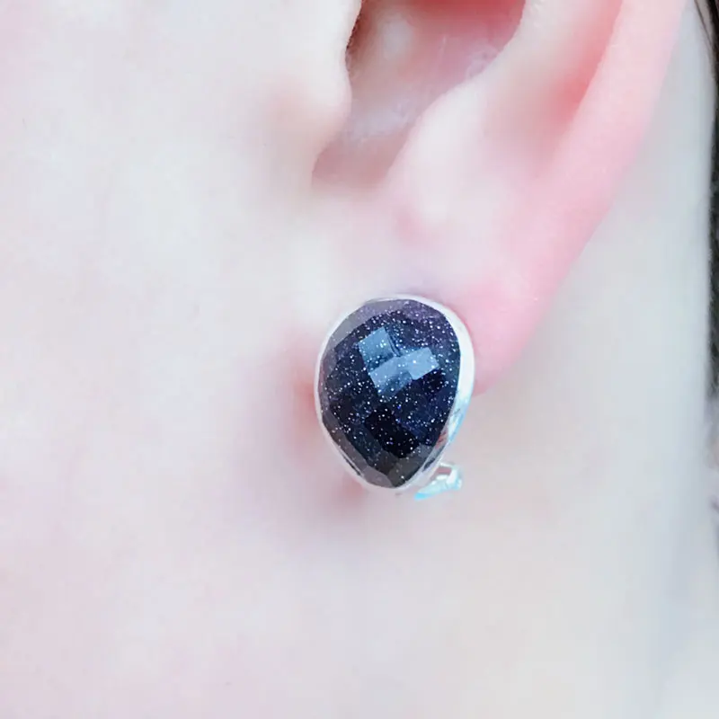 Женские Классические сережки CSJ серебро 925 пробы с голубым золотом и песком