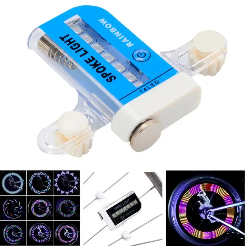 Велосипедный велосипедный клапан для велосипедных шин 14 Led вспышка спицевое