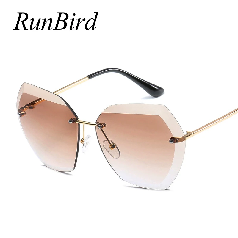 Женские солнцезащитные очки без оправы с прозрачными зеркальными линзами модель