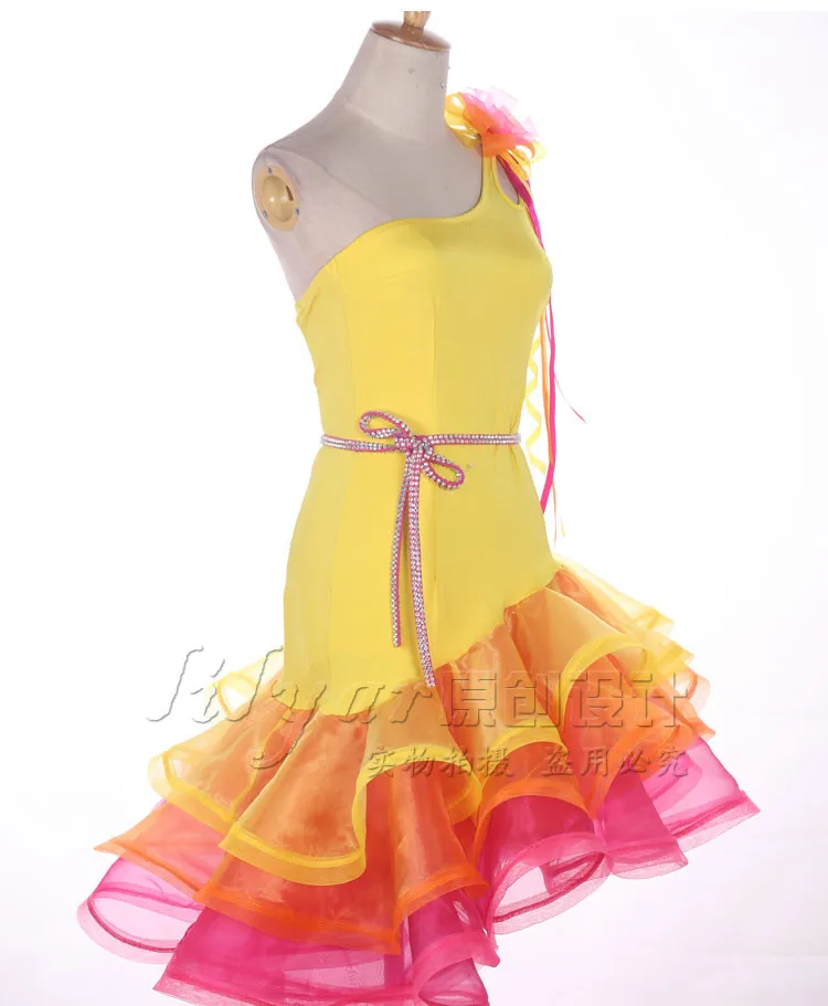 

Latin Dance Dress Women Top Cupcake Dress Style Shoulder Salsa Tango Rumba Flamengo Ballroom Latin Dance Competition Costumes