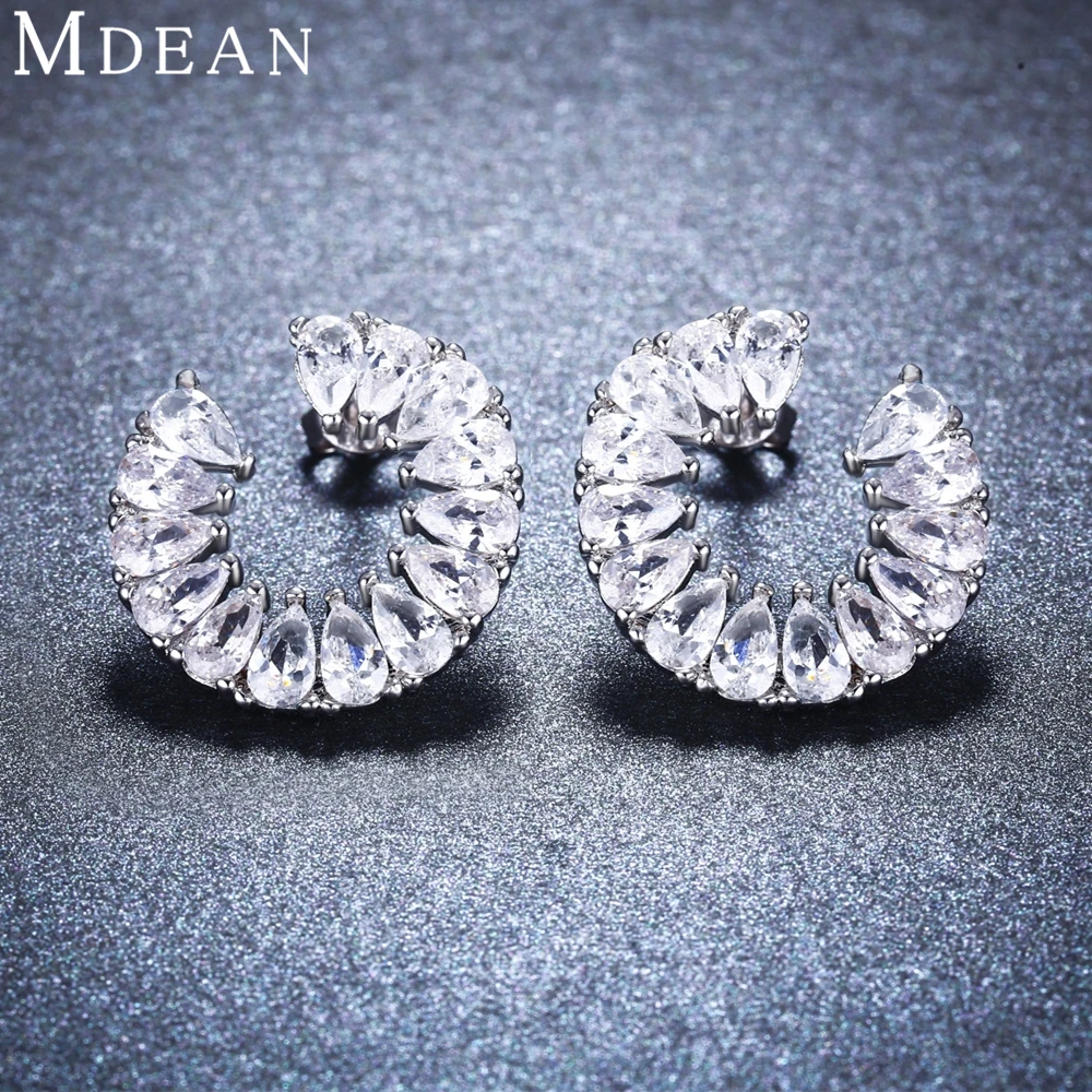 MDEAN кольцо + серьги белого золота набор ювелирных изделий для женщин модные