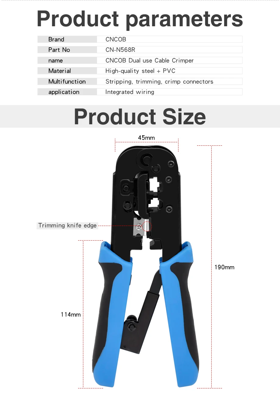 CNCOB rj45 щипцы инструмент rj11 cat5e cat6 кабельная сеть обжимных инструментов плоскогубцы инструмент 8 P/6 P многофункциональные Кабельные плоскогубцы, пилинг ножницы