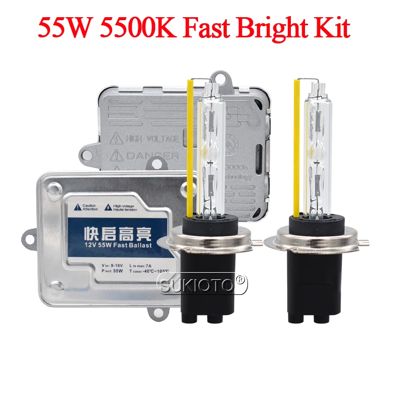 SUKIOTO AC 12V 55W Быстрый яркий ксенон HID балласт комплект 5500K Xenon H1 H3 H7 H11 HB3 HB4 9012 D2H лампа для автомобильных фар 55W HID комплект