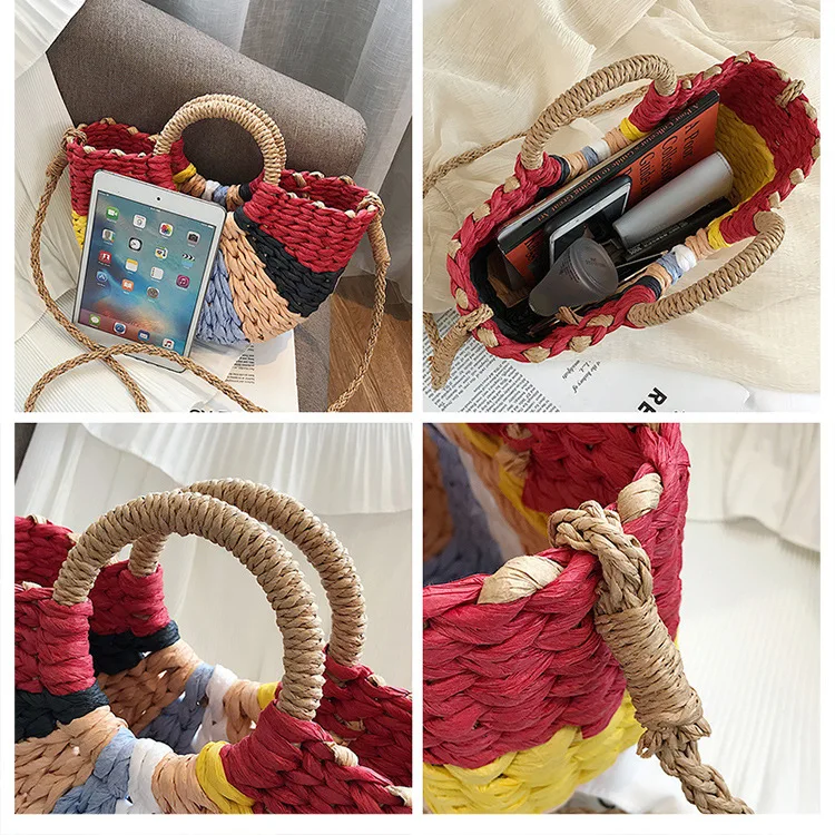 2019 новые модные лунные Соломенные Сумочки красочные женские летние пляжные