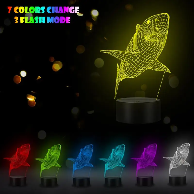 VCity Акула 3D лампа светильник ing светодиодный USB Настроение Ночной многоцветный