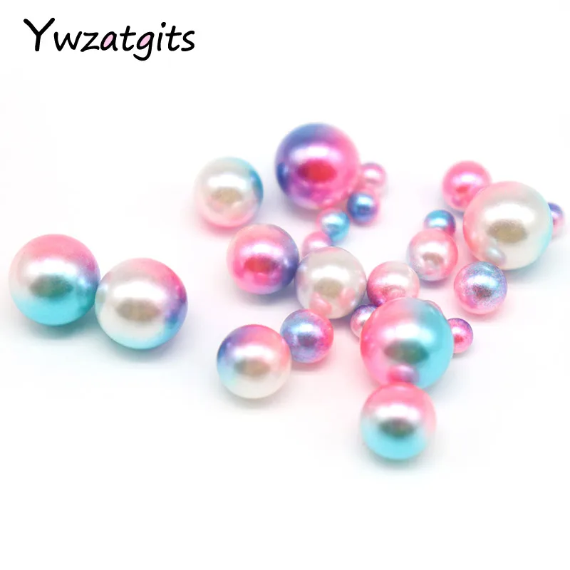 pink blue Ywzatgits 4/6/8/10 мм смешаны в случайном порядке, нет отверстия имитация жемчуга Круглой Формы Свободные Бисер для одежды собственными руками Сделай Сам аксессуары 20 г/лот YE0906 - Цвет: pink blue