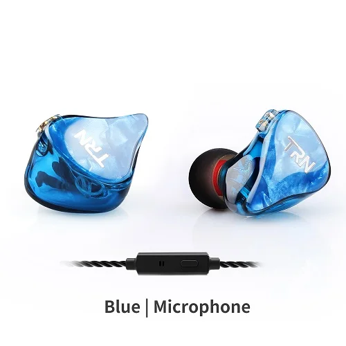 blue with mic TRN IM2 1BA+ 1DD гибридные наушники контролировать бег спортивные наушники HIFI гарнитура наушники для TRN V80 V30 IM2 IM1 X6 - Цвет: blue with mic