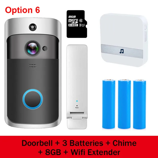 Option 6 Умный IP видеодомофон Wi-Fi видео 720P кольцевой телефон дверной Звонок камера wifi дверной Звонок камера домашняя сигнализация беспроводная камера безопасности - Цвет: Option 6