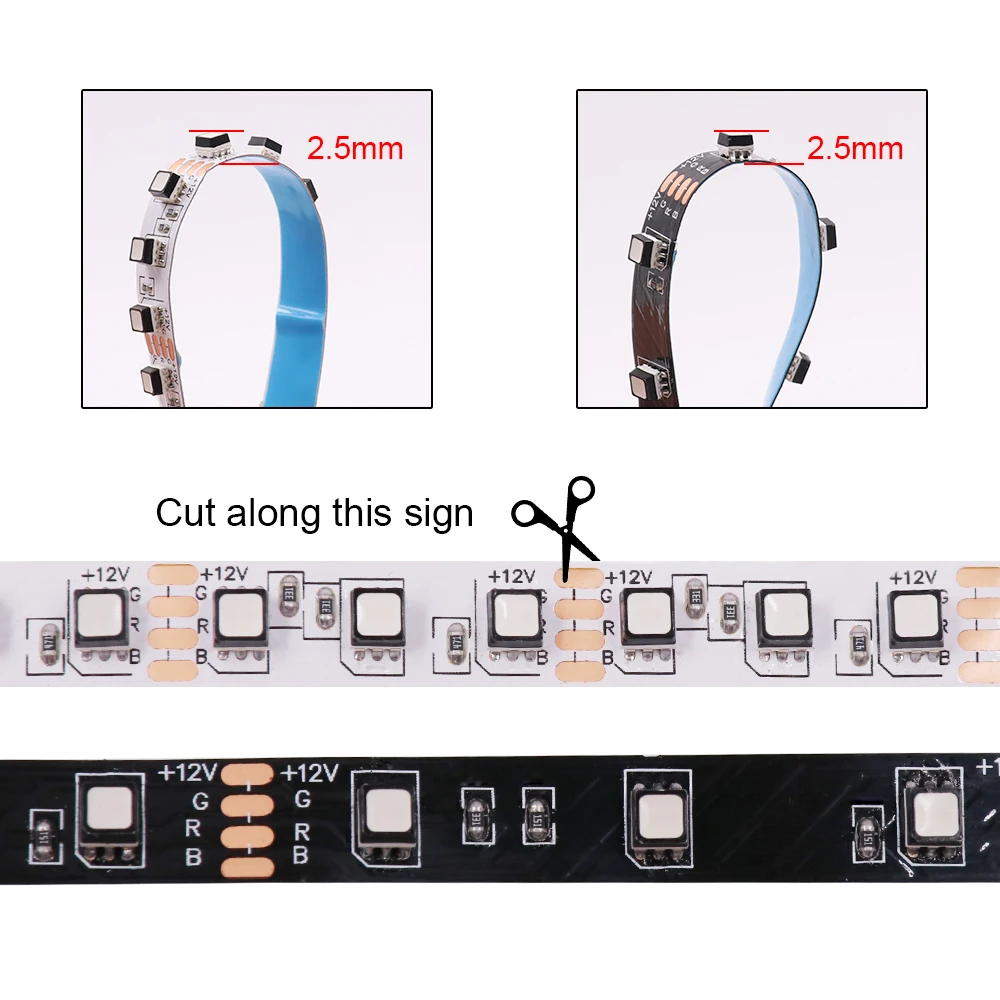 Светодиодная лента SMD3535 RGB 5 м 12 в 60/120 светодиодов белый черный водонепроницаемый