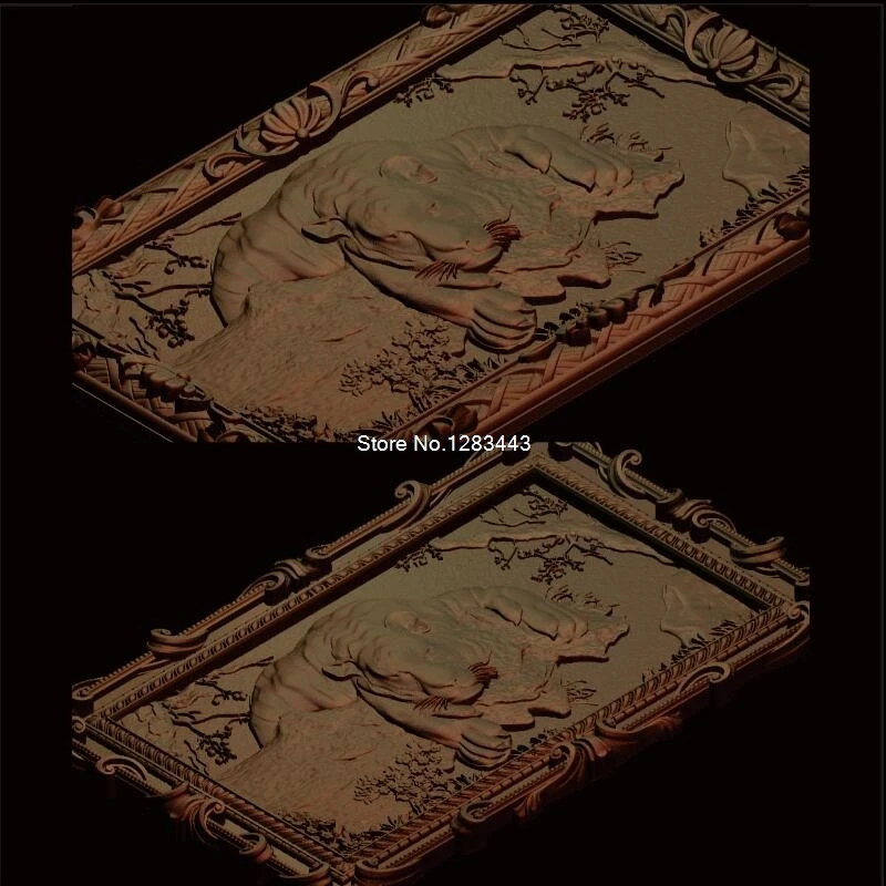 2 шт. тигр 3d фигурка формат STL животное 3D для ЧПУ в формате STL|3d model relief|3d relief modelfor cnc |