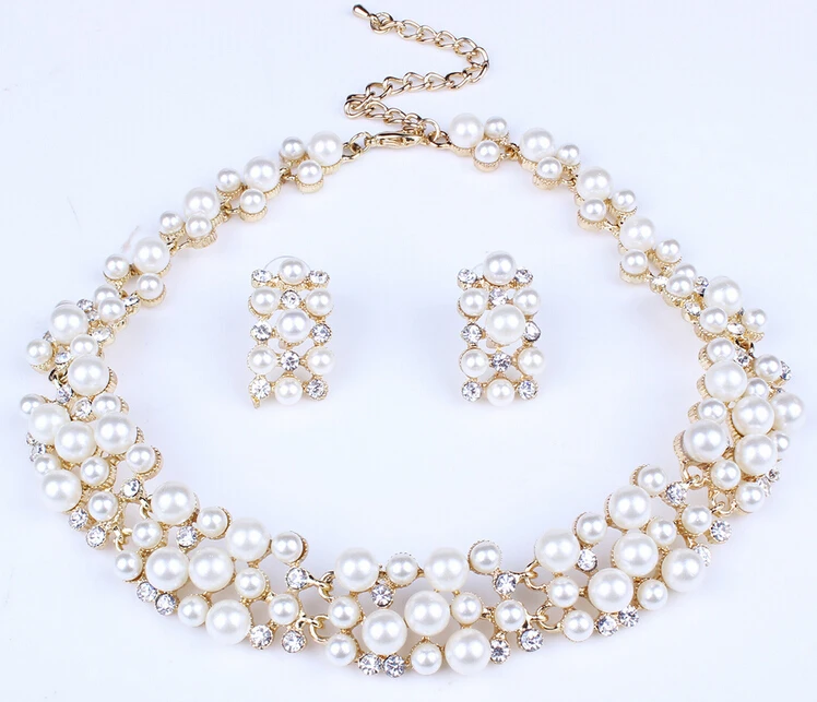 Новый дизайн 2 цвета набор ювелирных изделий из искусственного жемчуга женское