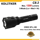 Новый KDLITKER C8.2 Cree XP-L HD белый 6500Kнейтральный белый 5000Kтеплый белый 3000K 1200 люмен светодиодный фонарик-черный (1x18650)