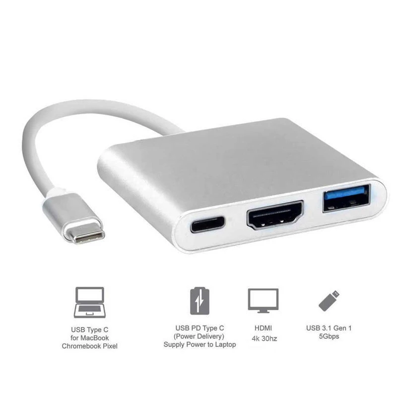 3-в-1 Thunderbolt 3 адаптер концентратор USB Type C к HDMI USB-C концентратор док-станция с Мощность доставки для samsung режимом Dex MacBook Pro/Air