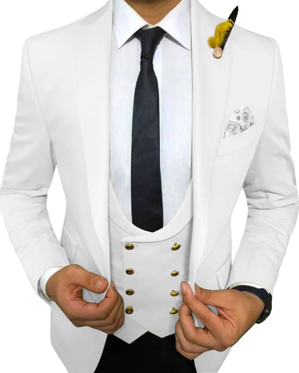 Для мужчин костюмы 3 предмета Slim Fit Бизнес жених армейский зеленый благородный Серый Белый смокинги для женихов Формальные свадебный