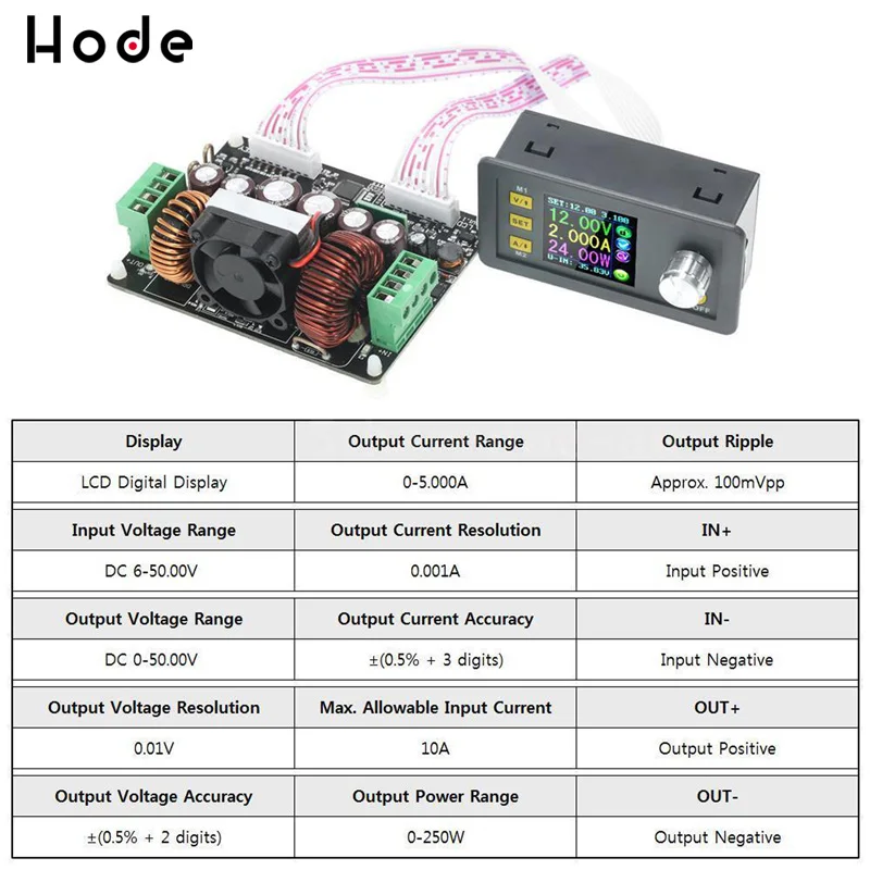 DPH5005 программируемый цифровой источник питания цветной ЖК-дисплей Вольтметр 50 в 5
