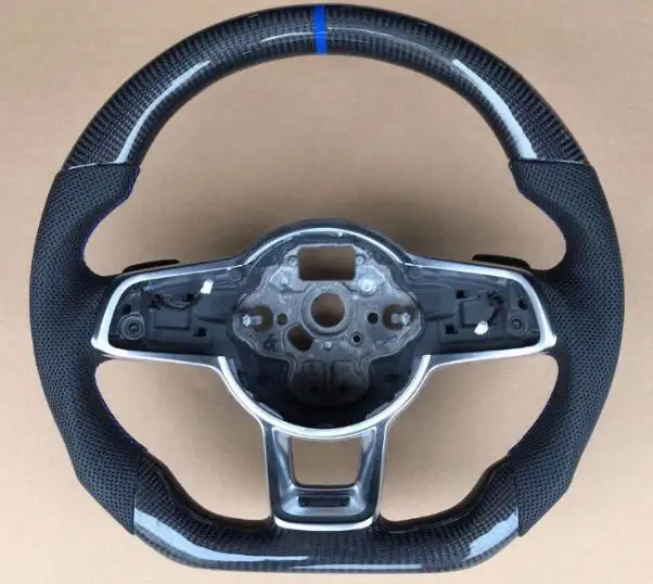 Руль из углеродного волокна и кожи для VW Golf Polo Passat - Цвет: no button