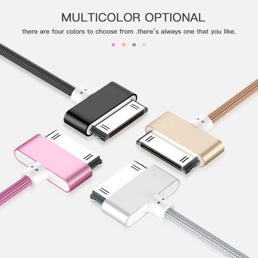 Для iphone 4 USB Зарядное устройство кабель 30 pin USB кабель с нейлоновой оплеткой Премиум USB кабель синхронизации данных и зарядки для iphone 4s iPad 2/3/4 iPod
