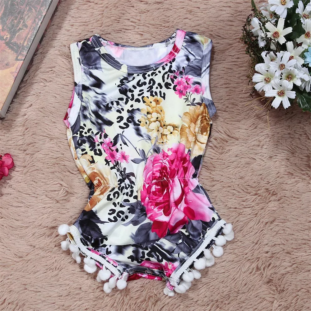 Комбинезоны для маленьких девочек Летний комбинезон новорожденных с цветочным