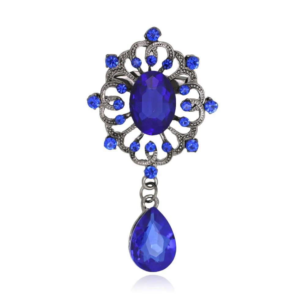 Винтажные броши в форме капли воды белого красного и синего цвета для женщин