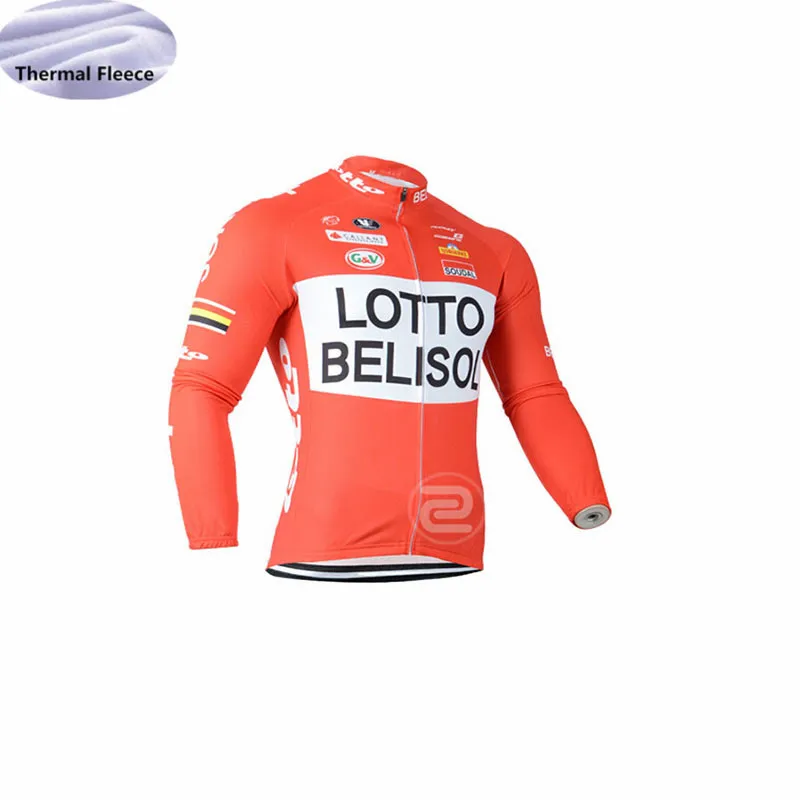LOTTO зима термо Флис Мужчины Велоспорт Джерси Набор 2018 pro команда с длинным рукавом