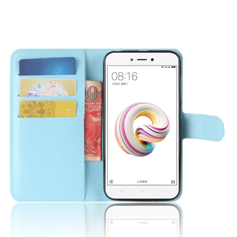 Чехол для Xiomi Xiaomi Redmi 5A, простой кожаный чехол в полоску личи на RedMi 5 A, флип-чехол с отделениями для карт, подставка, чехол для телефона s