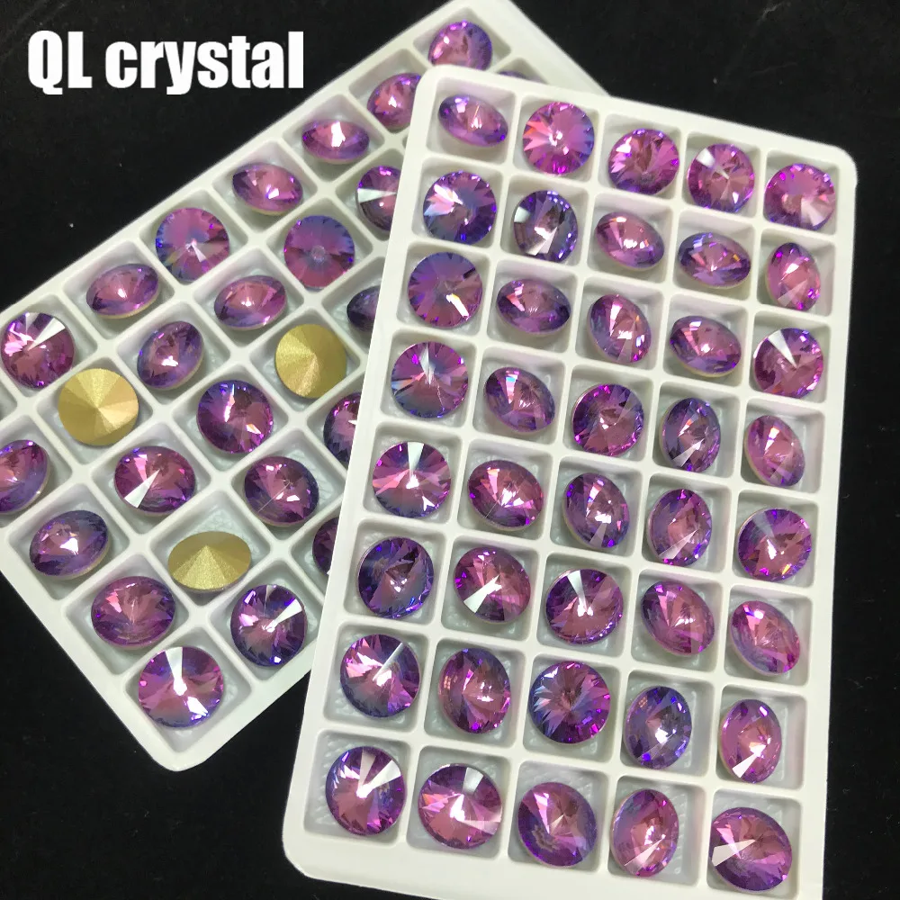 QL Crystal Tourmaline K9 Glass 12mm Round Pointback Fancy Stone for DIY garment bags shoes Jewelry accessory | Дом и сад
