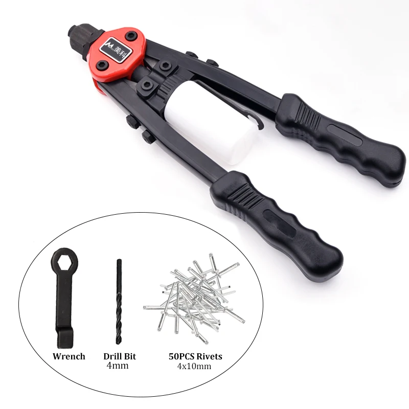 Rivet Gun Set Ручной клепальный пистолет ручной слепой комплект заклепок 100 шт. круглые заклепки для украшения ногтей Pop M4x10mm Клепальный Инструмент пистолет - Цвет: Rivet Gun Set