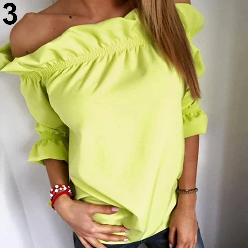 

2017 New Women's Fashion Sexy Off Shoulder Ruffled Strapless Loose Shirts Blouse Top