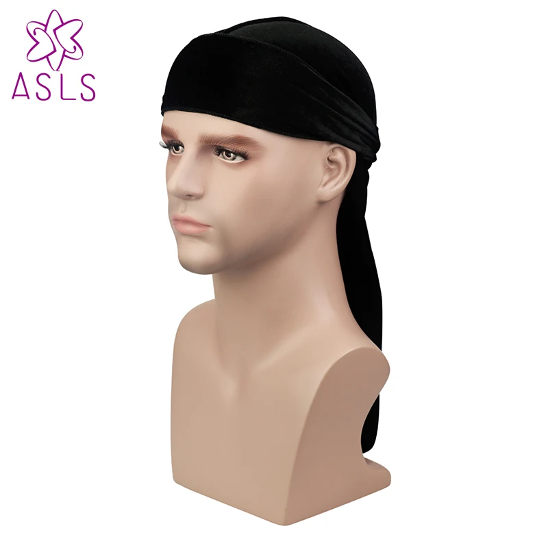 Новые роскошные для мужчин пространство бархат Durags Бандана тюрбан шляпы парики Doo Durag Байкер удлиненные бретели для нижнего белья стежка снаружи Durags