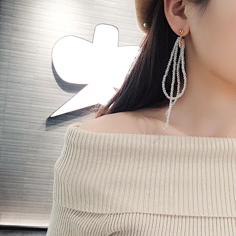 Новый Дизайн Роскошный Кристалл Бусины Мода Boho себе кисточкой Серьги ручной