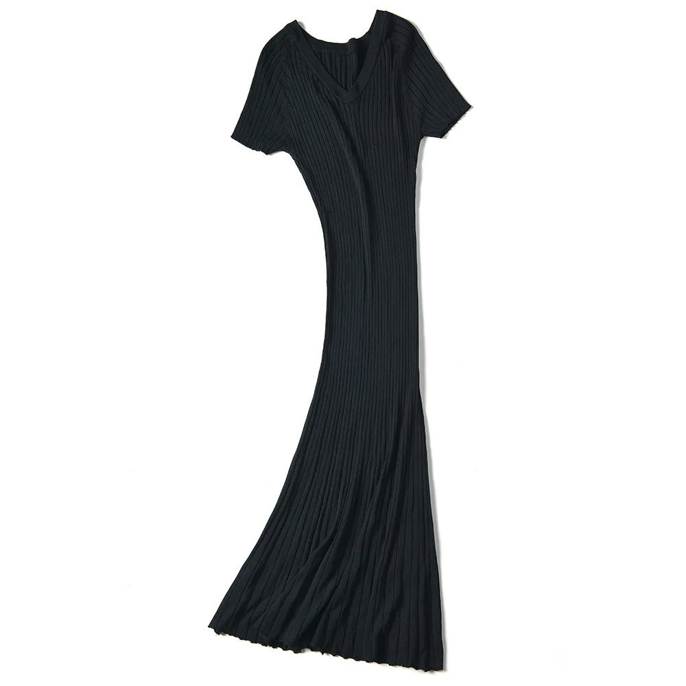 Женская одежда с коротким рукавом Трикотажное макси платье женское длинное