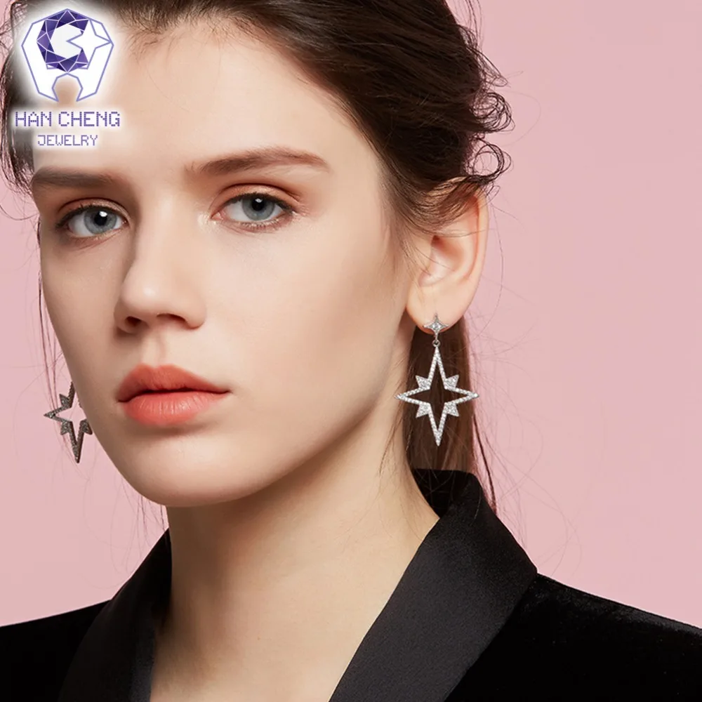 Женские серьги капельки HanCheng медные из серебра 925 пробы с цирконием AAA|earrings for|dropping