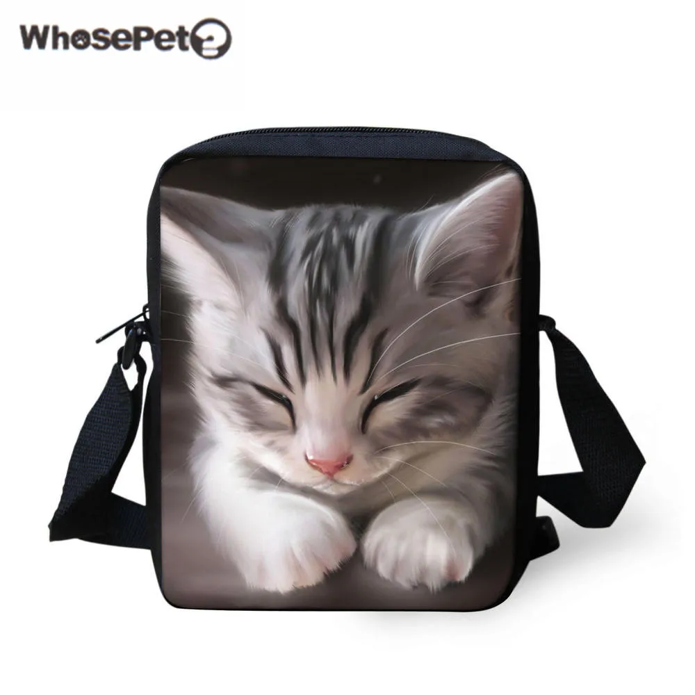 WHOSEPET Cat Дизайн Женские сумки мессенджеры для девочек повседневные Мини Сумки