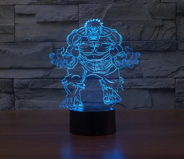 Мультяшный персонаж Халк 3D ночник USB энергосберегающая настольная лампа|Ночники|