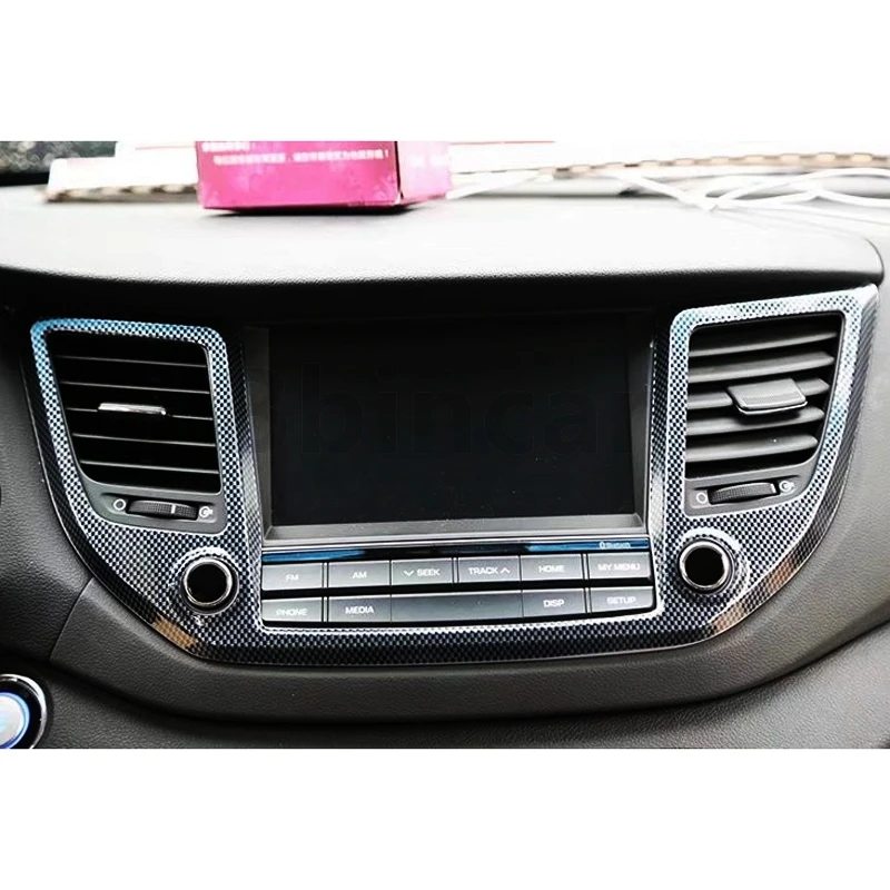 Bbincar ABS углеродное волокно краска Внутренняя дверь окна Bottons AC Vent Outlet рамка отделка крышки интерьера для hyundai Tucson