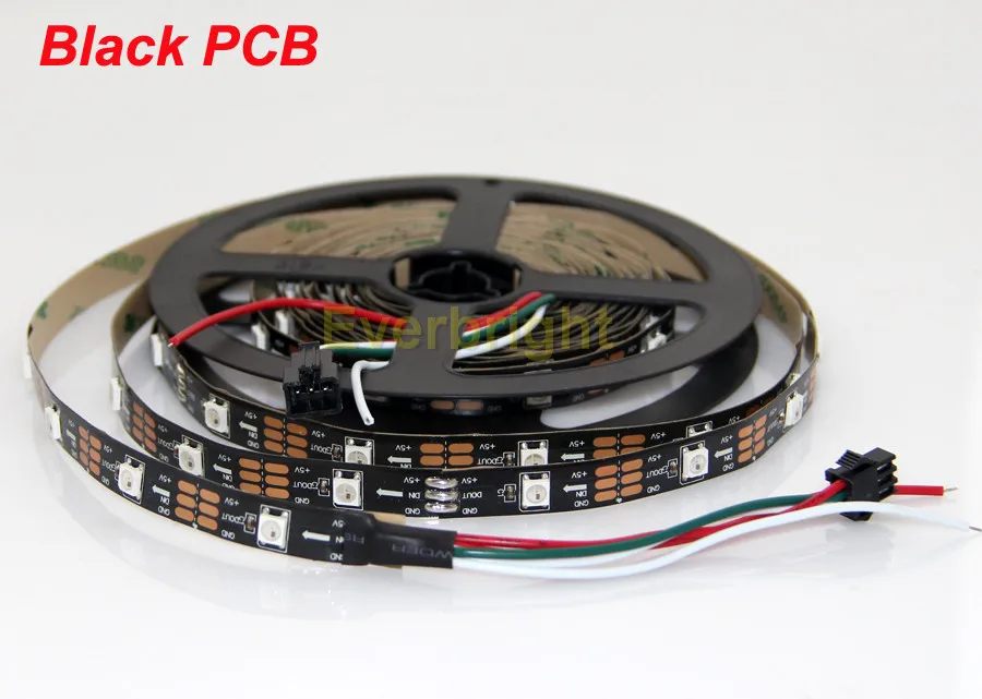 5 м черный/белый PCB 30 Pixel/M 150 светодиодов WS2812B WS2812 2812 IC 5050 RGB светодиодные пиксели
