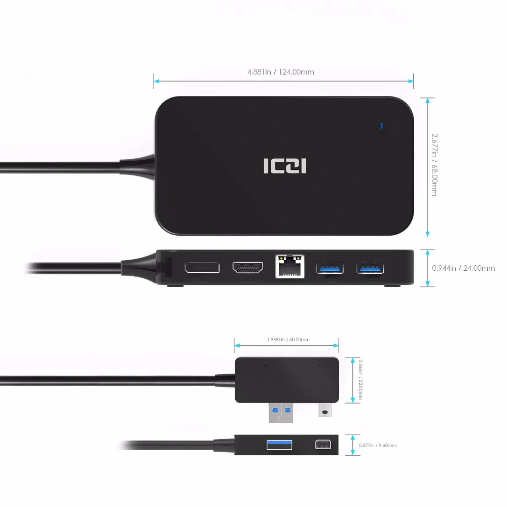 ICZI Поверхностная док-станция usb-хаб с HDMI DP Ethernet Lan порт USB 2,0/3,0 порт док-станция для microsoft Surface Pro 6 5 4