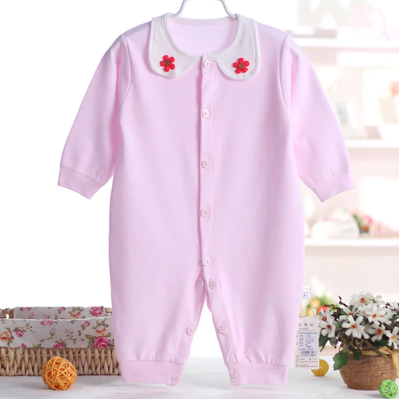 Детский хлопковый комбинезон с длинным рукавом и синими цветами костюм для