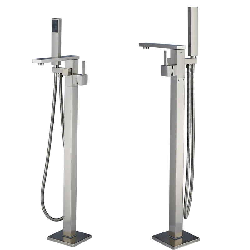 Роскошный смеситель для ванны напольный с длинным носиком отдельно стоящий