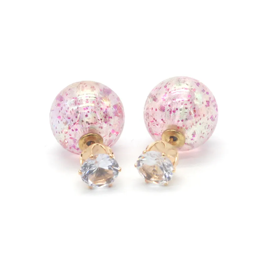 Женские корейские серьги пусеты с жемчужинами большие золотистые гвоздики