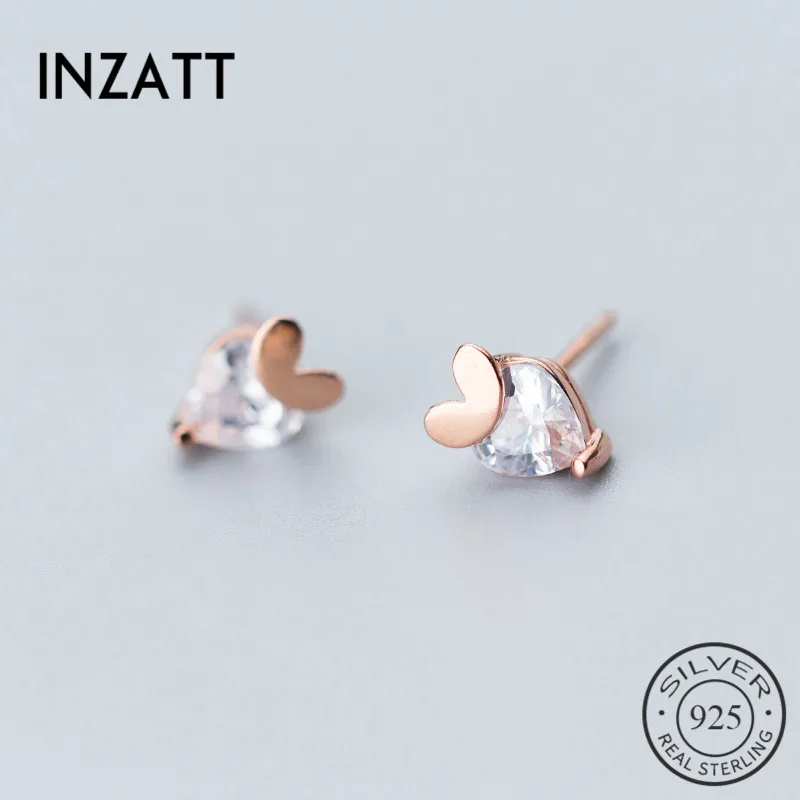 INZATT Романтический Реальный 925 пробы Серебряное сердце циркон серьги ювелирных украшений для Для женщин День рождения милые аксессуары